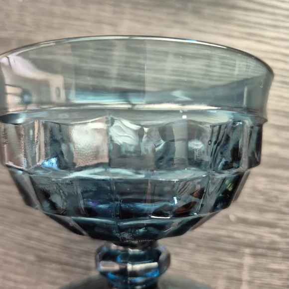 Set of 2 Blue Glass Sherbert Fruit Dishes.  Footed - Picture 5 of 6